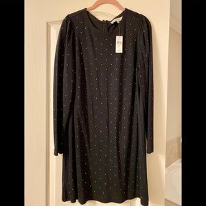 NWT Loft black/gold studded shift dress
